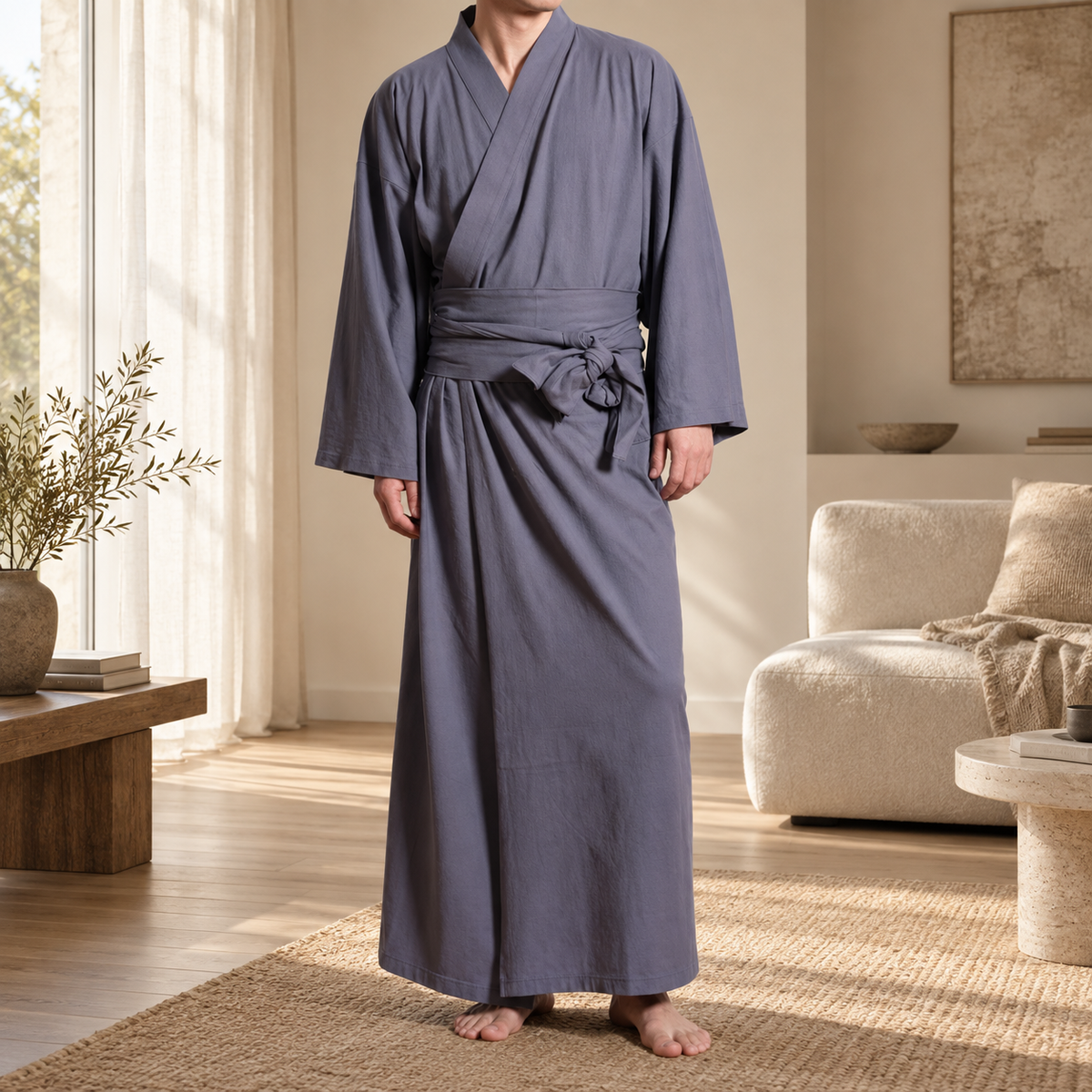 The Premium Kimono Robe- Kaze Grey