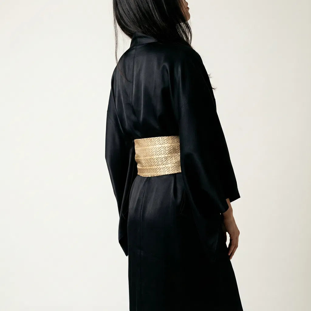 The Premium Kimono Robe- Sumi Black