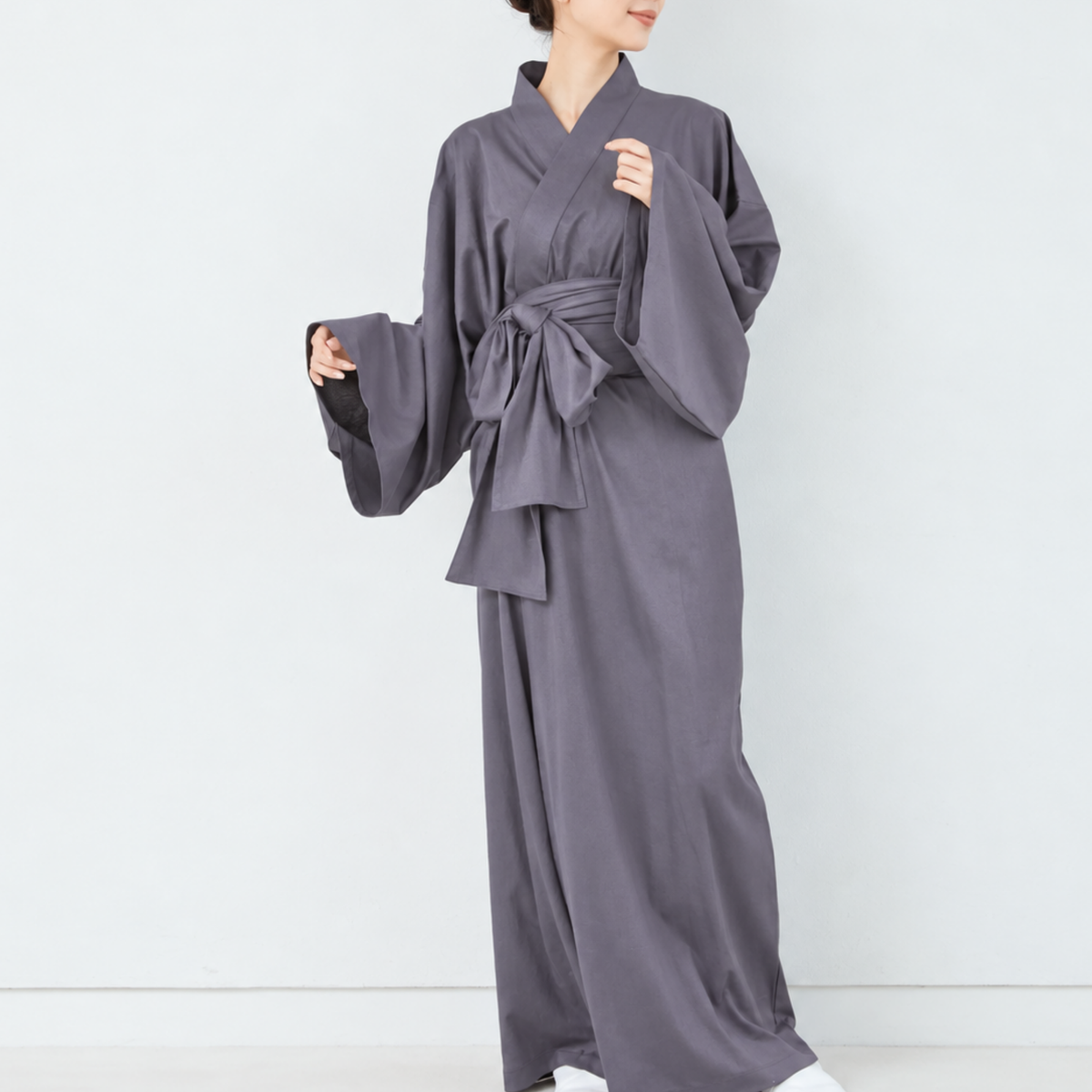 The Premium Kimono Robe- Kaze Grey