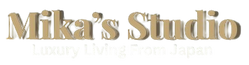 Mika’s Studio logo in white, modern minimalist style.