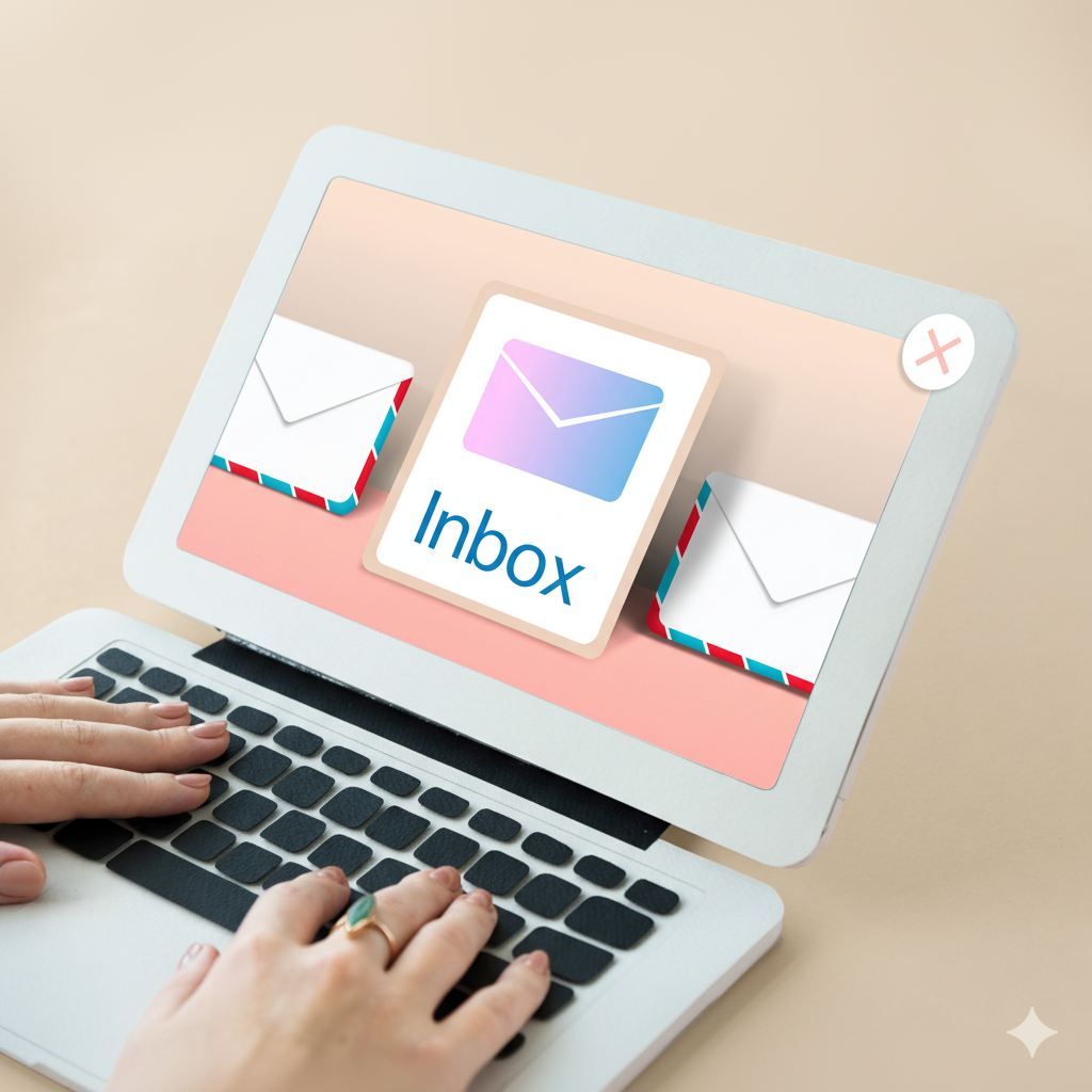 Minimal Japanese-inspired flat lay with envelope and stationery, soft daylight — Mika’s Studio newsletter invitation image.