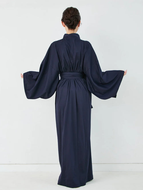 Close-up of Natural Navy Yukata fabric – soft cotton weave showing fine Japanese craftsmanship