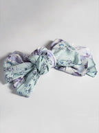 Blue Flower Obi-Belt paired with a neutral Yukata robe – handcrafted Japanese belt by MikaStudio