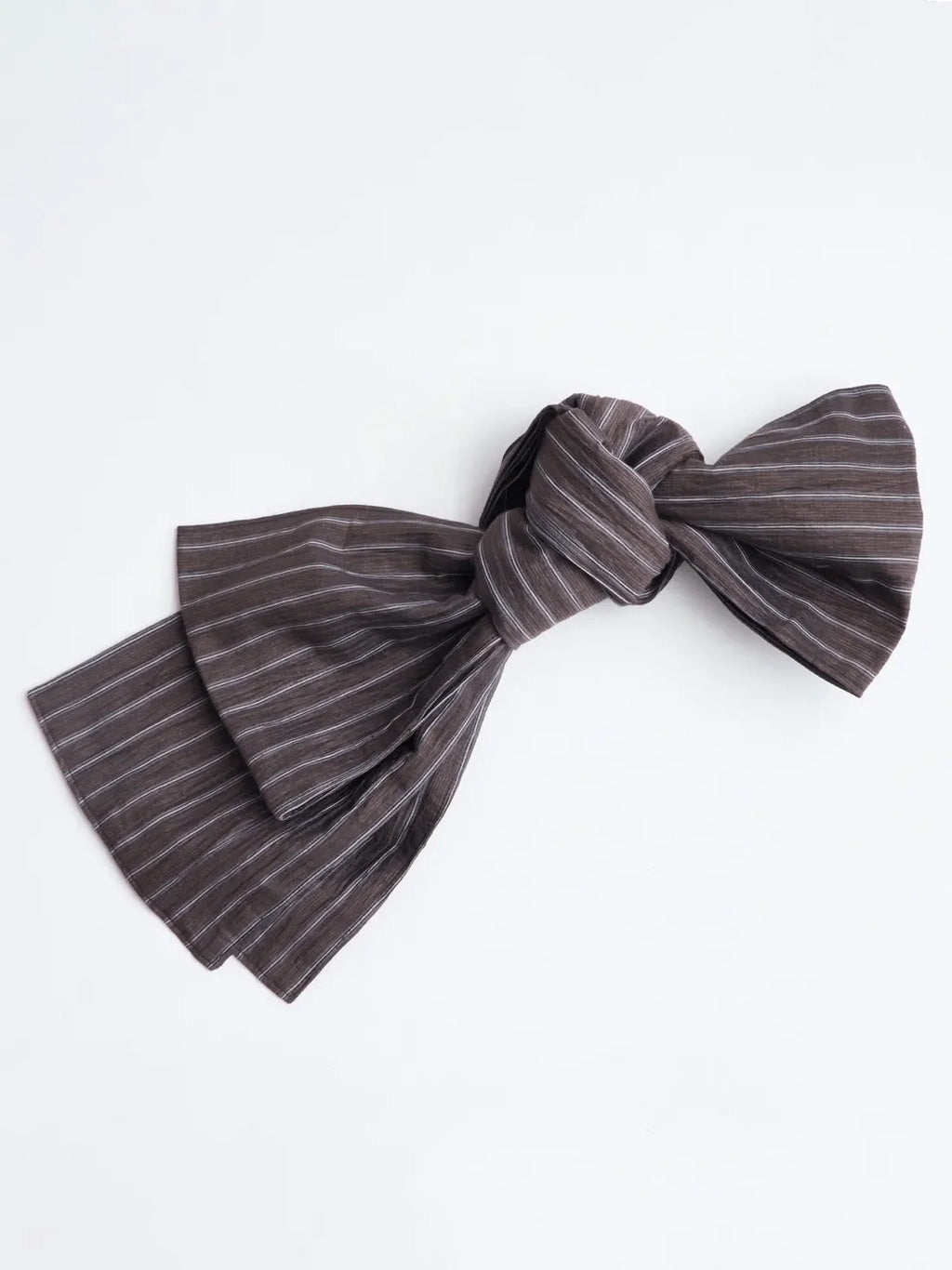 Brown Obi-Belt styled with minimalist Yukata robe – handcrafted Japanese belt by MikaStudio