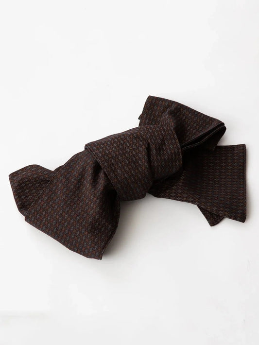 Jacquard Burgundy Obi-Belt styled on Yukata – handcrafted Japanese belt with elegant woven texture by MikaStudio