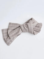 Jacquard White Obi-Belt styled on a neutral Yukata robe – handcrafted Japanese belt by MikaStudio