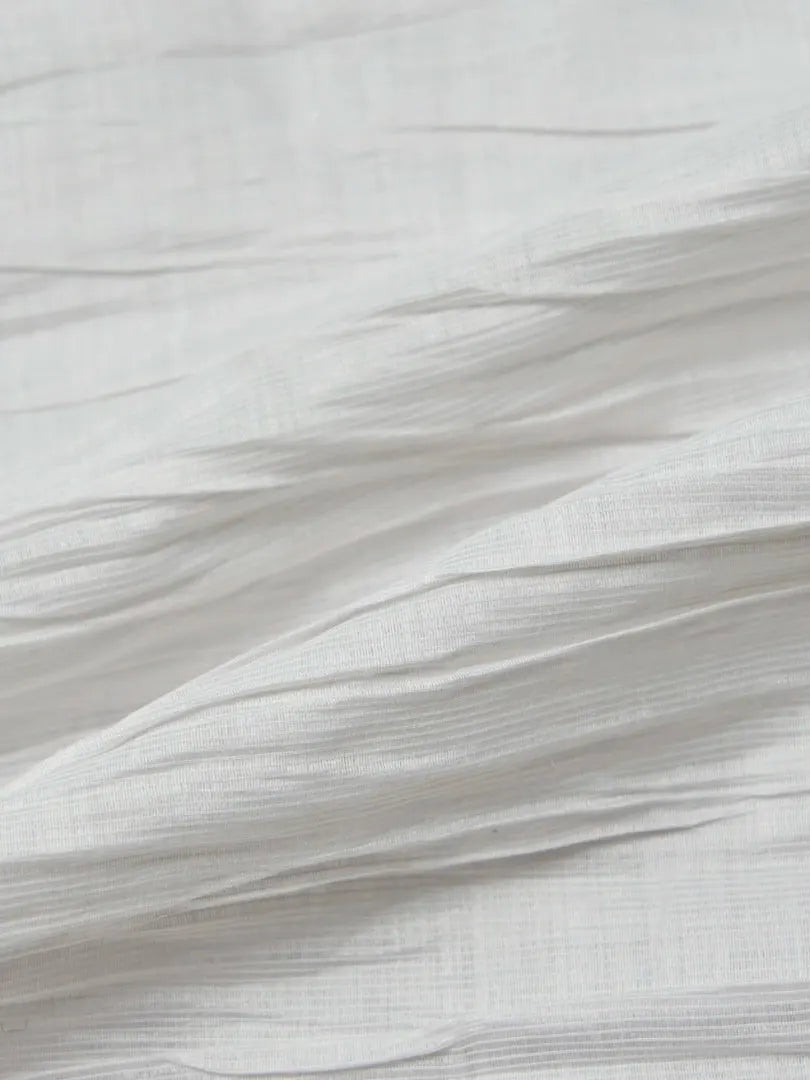Textured fabric detail of Obi-Belt Kazari White – handcrafted cotton obi by MikaStudio