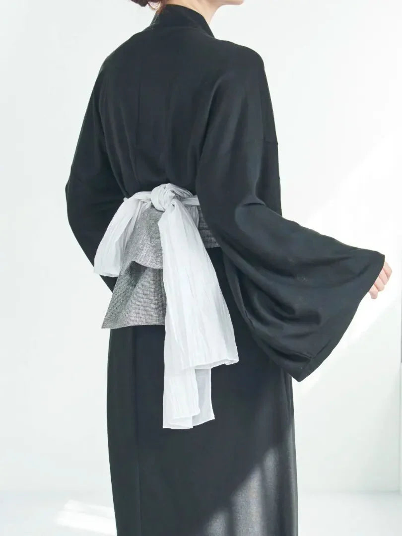 Close-up of Kazari knot detail on white handcrafted Japanese Obi-Belt