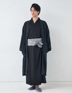 Premium Black Yukata handcrafted in Japan – minimalist matte black robe by MikaStudio