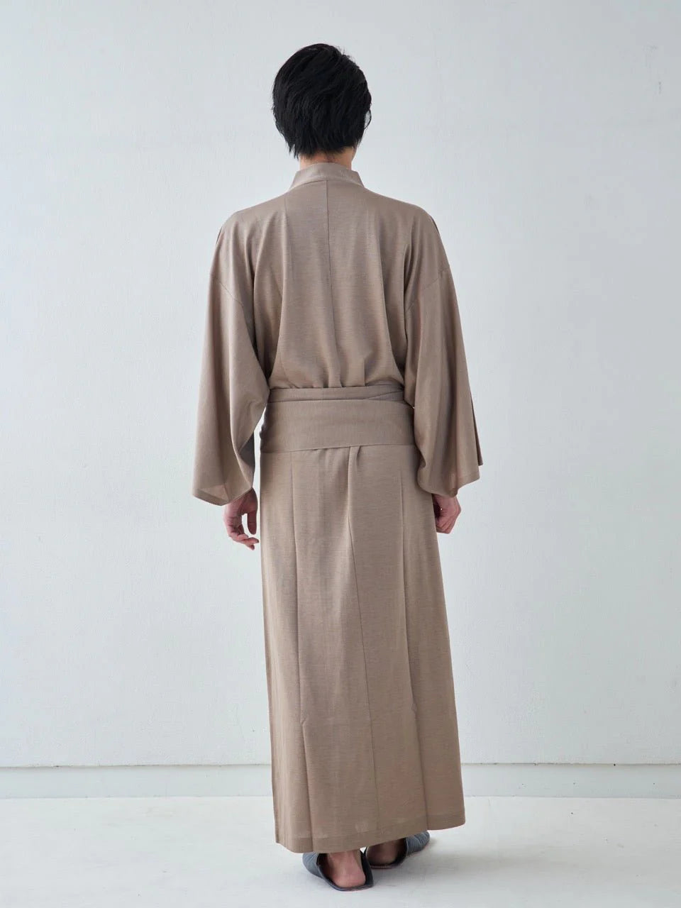 Premium Camel Yukata handcrafted in Japan – minimalist camel-colored robe by MikaStudio