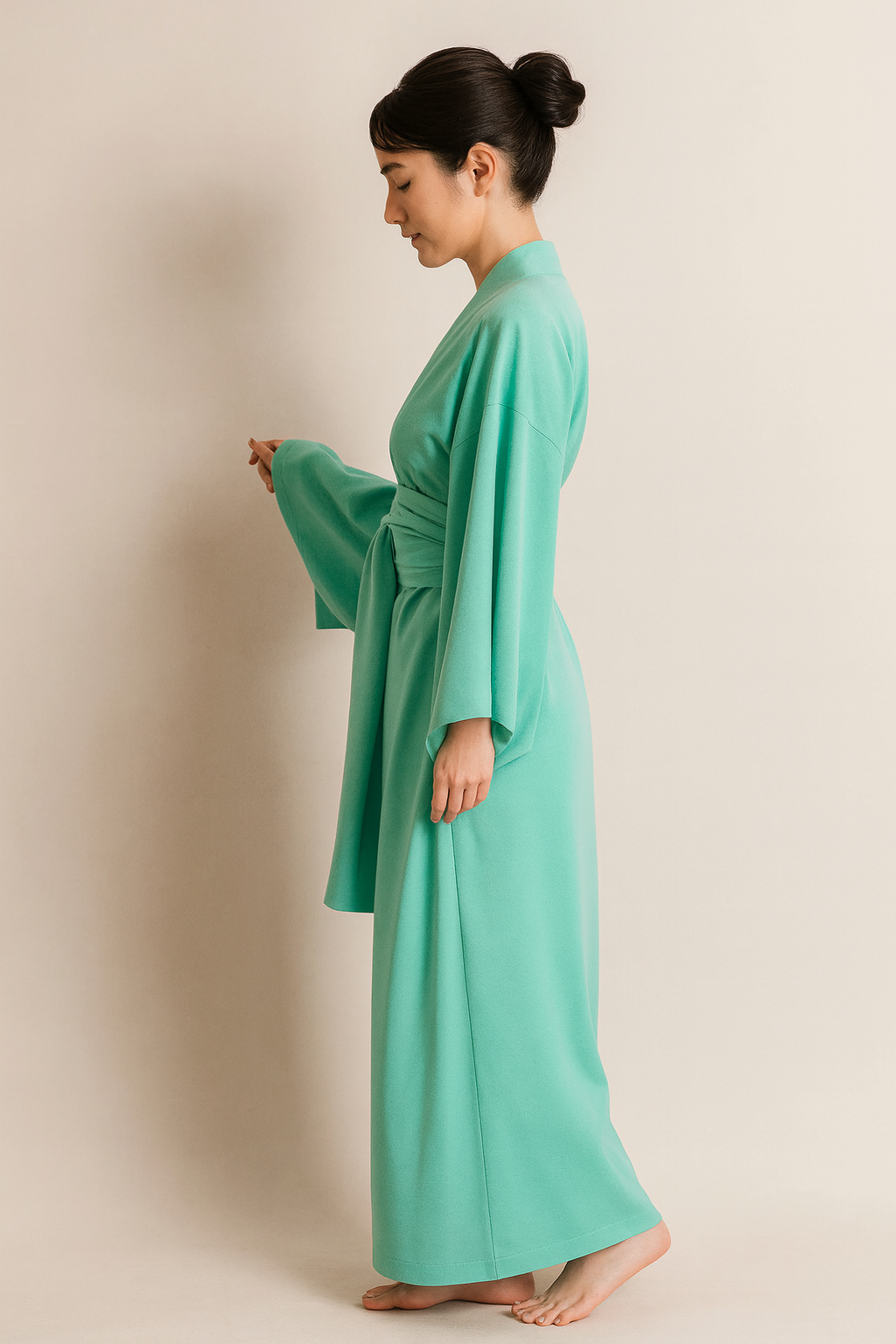 Premium Ocean Yukata handcrafted in Japan – ocean blue cotton robe by MikaStudio